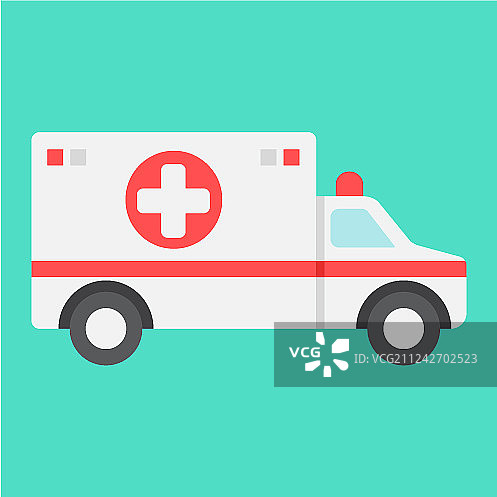 救护车扁平图标，医疗图片素材