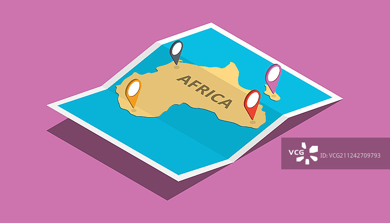 带有地图图钉标签位置的探索非洲国家图片素材