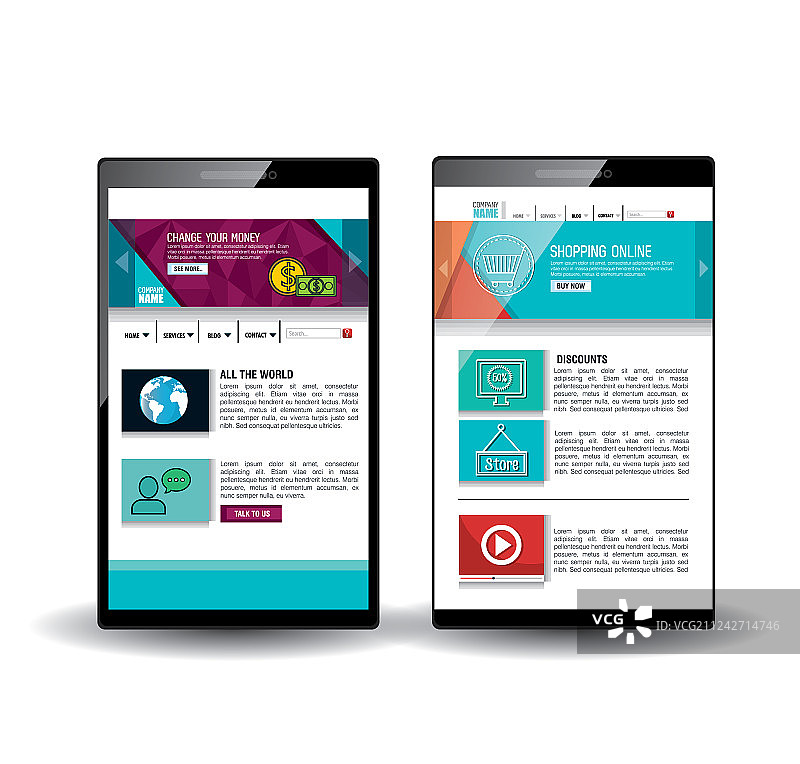 电子设备上的网站模型图片素材