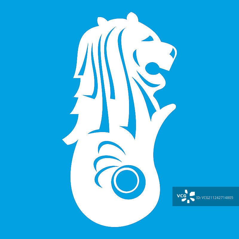 新加坡鱼尾狮雕像图标白色背景图片素材