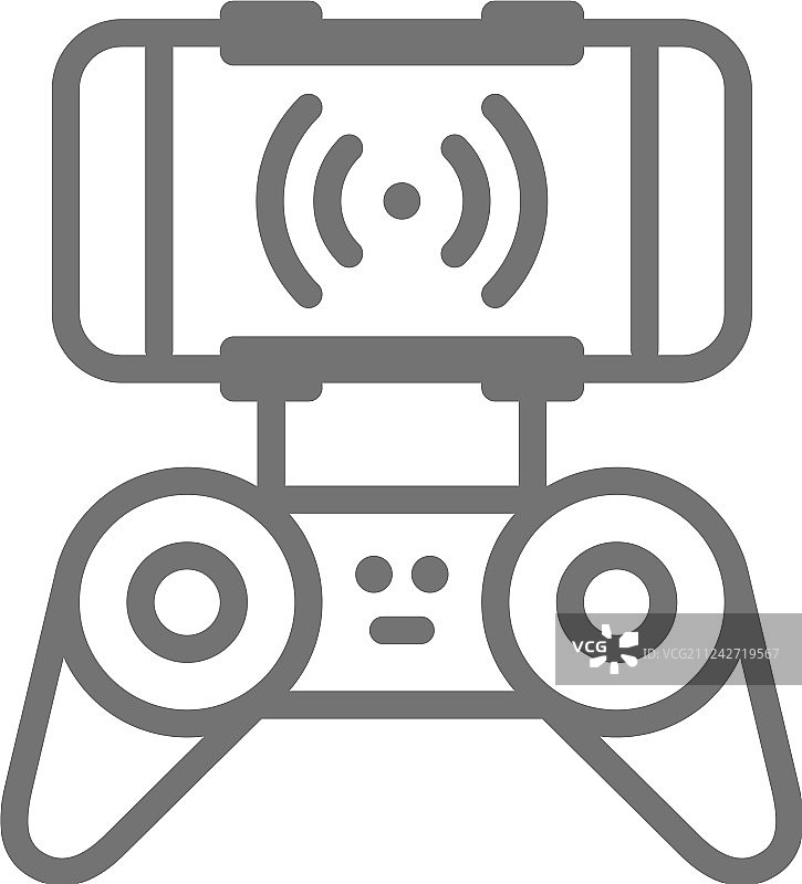 带无线电波的无人机移动控制面板图片素材