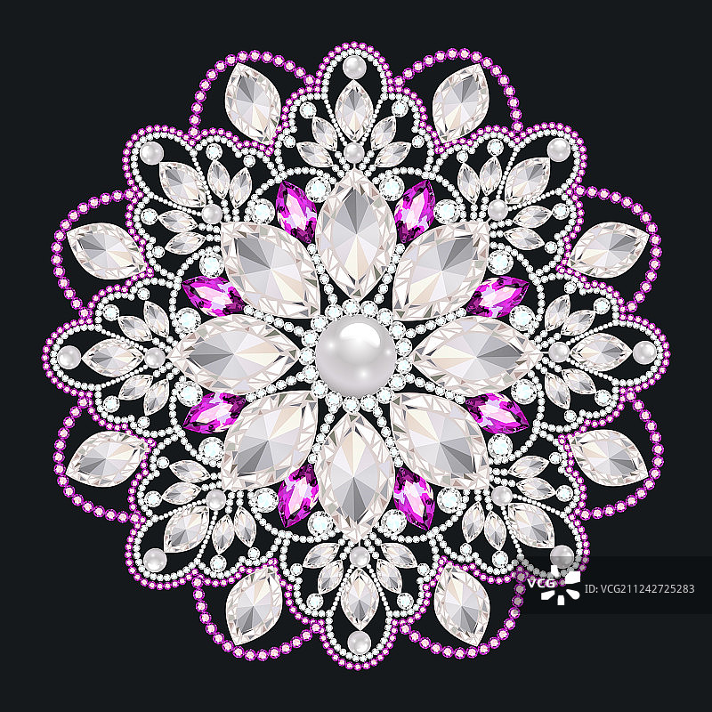 曼陀罗胸针珠宝几何设计元素图片素材