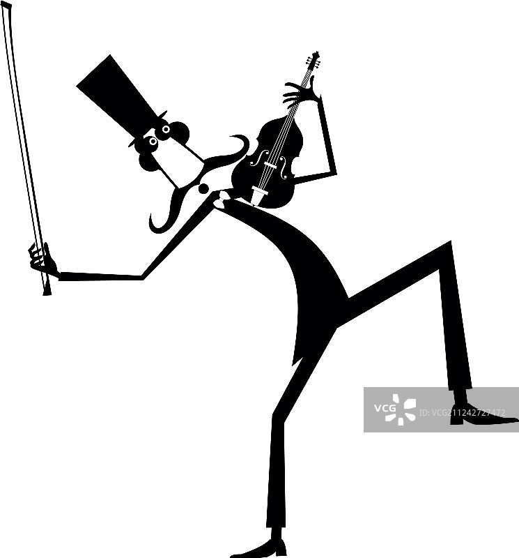 卡通长胡子小提琴家图片素材
