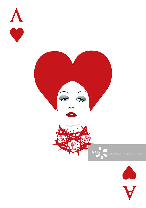 红桃A，女人脸和项链图片素材
