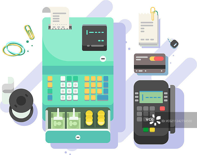 带钱和银行卡刷卡机的现金取款机图片素材