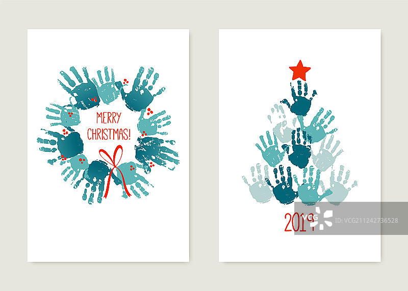 儿童手印圣诞贺卡图片素材