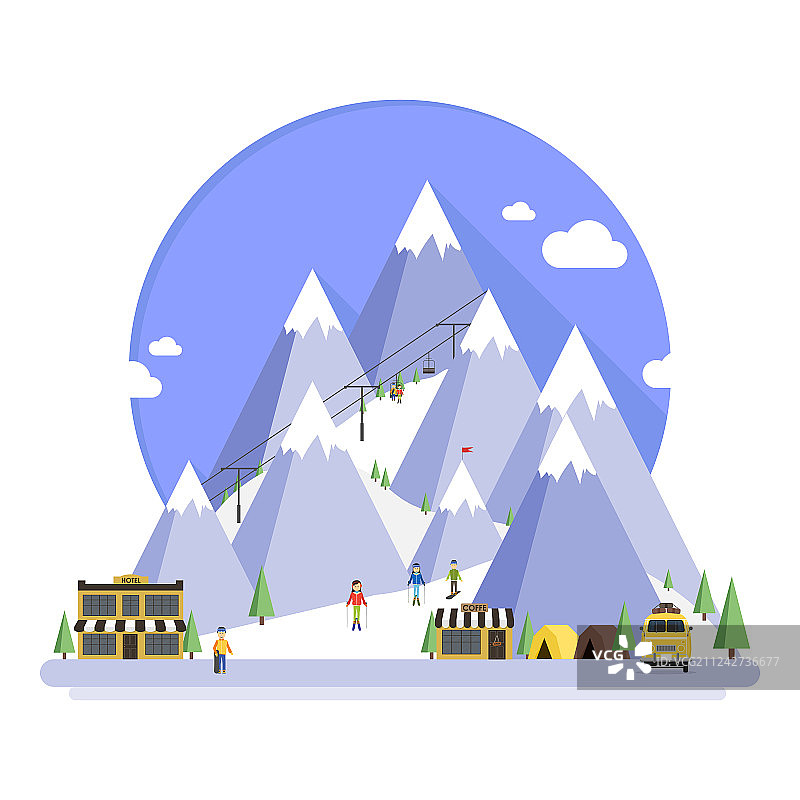 冬季山区滑雪胜地图片素材