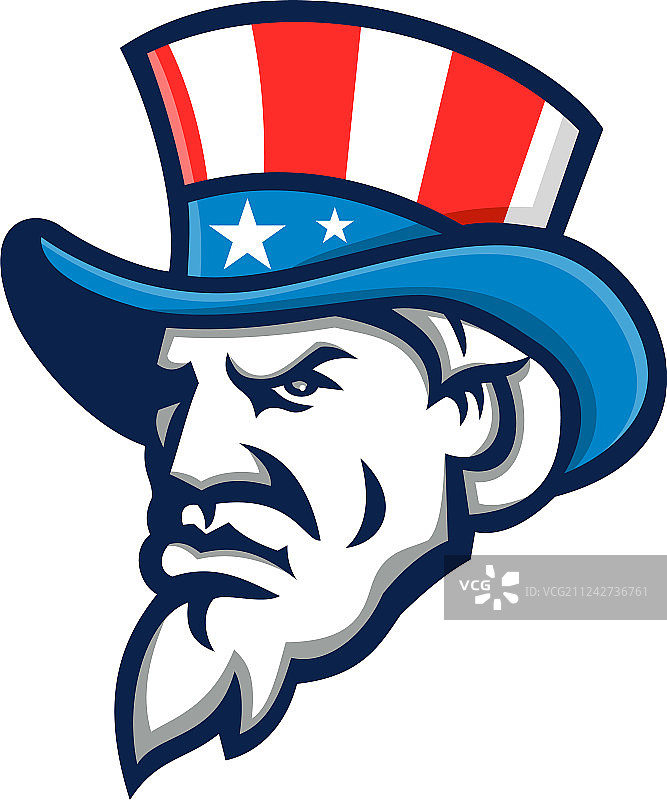 戴着美国国旗高帽的山姆大叔吉祥物图片素材