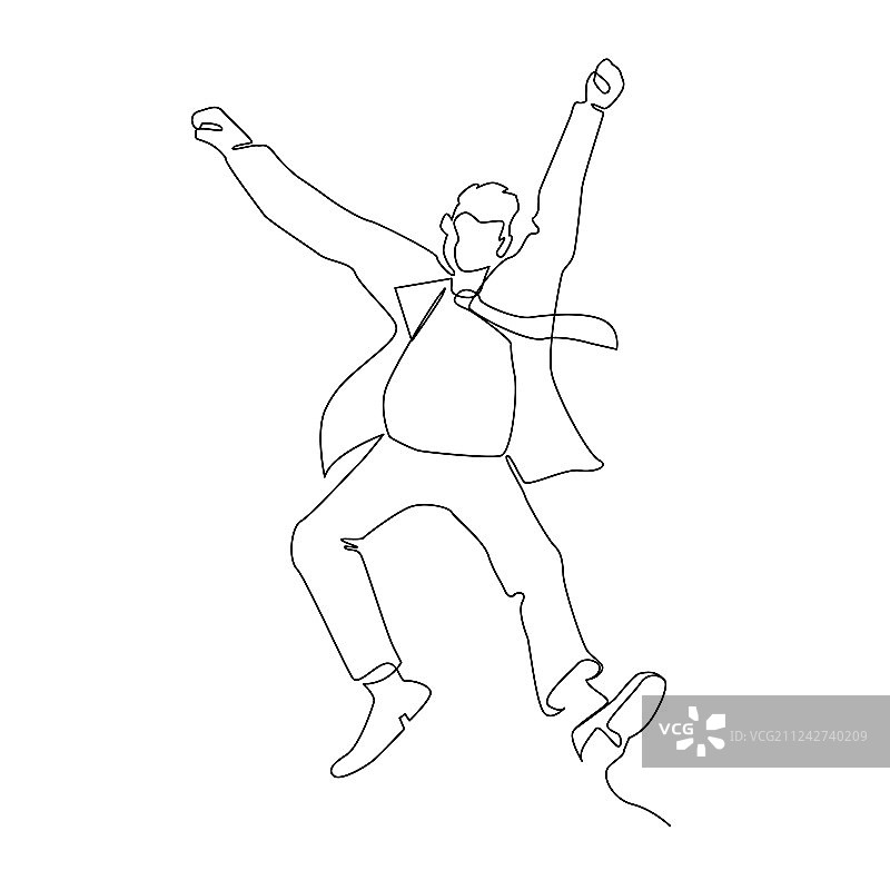 跳跃的商人连续线条艺术图片素材