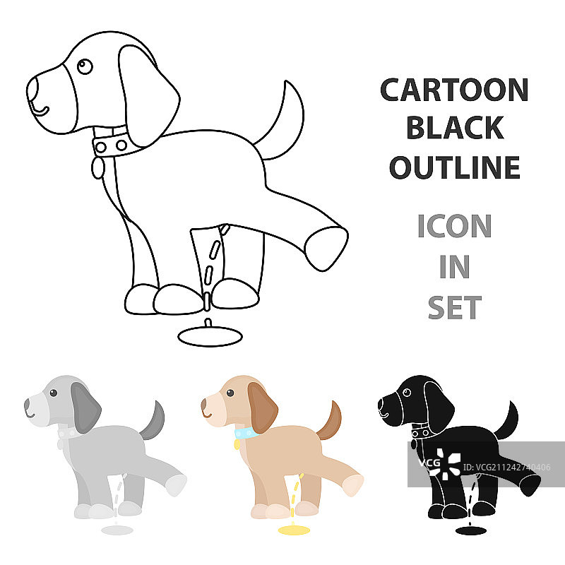 卡通风格的撒尿狗图标图片素材