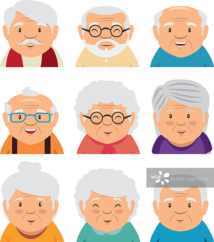 祖父母面部套装图片素材