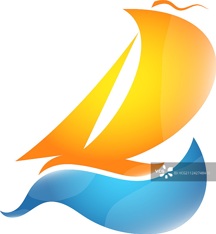 蓝色波浪上的帆船图片素材