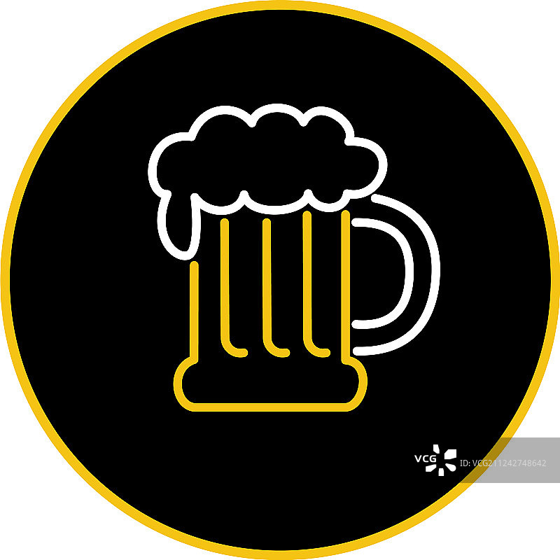 啤酒杯泡沫霓虹灯标志图标图片素材
