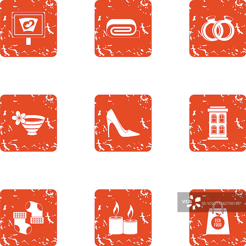 浪漫夜晚图标集合（做旧风格）图片素材