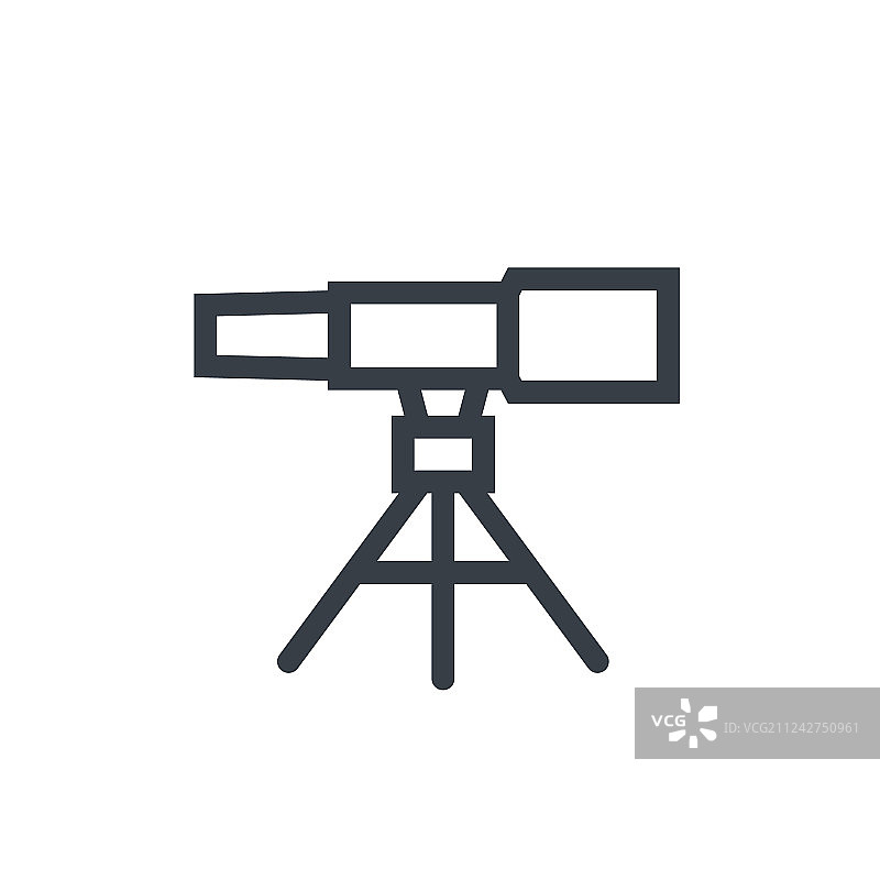 白色背景上的天文望远镜线条图标图片素材