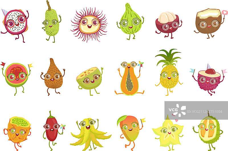 热带水果卡通人物集合图片素材