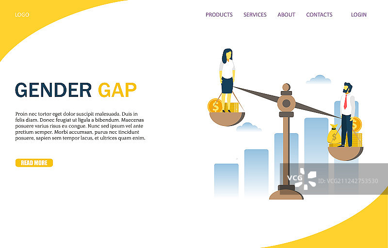性别差距网站着陆页设计图片素材
