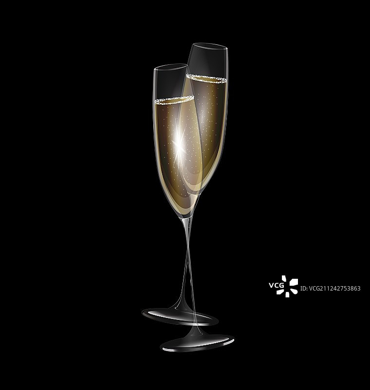 深色背景下的两杯香槟图片素材