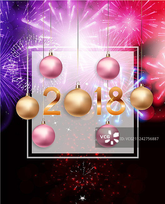 2018新年背景与圣诞球图片素材