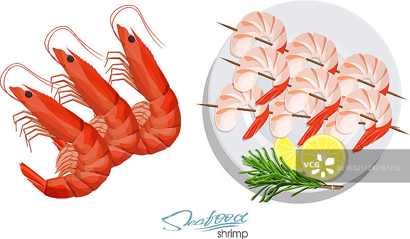 迷迭香柠檬烤虾串图片素材