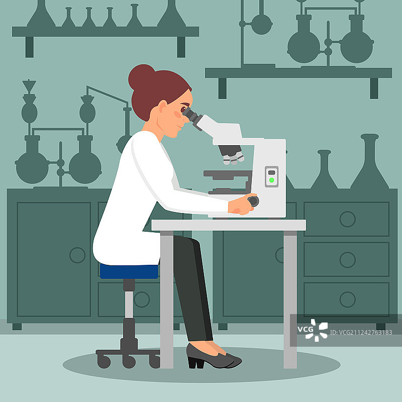 女科学家进行生物学研究图片素材
