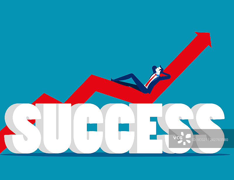 躺在图表上的放松商人图片素材