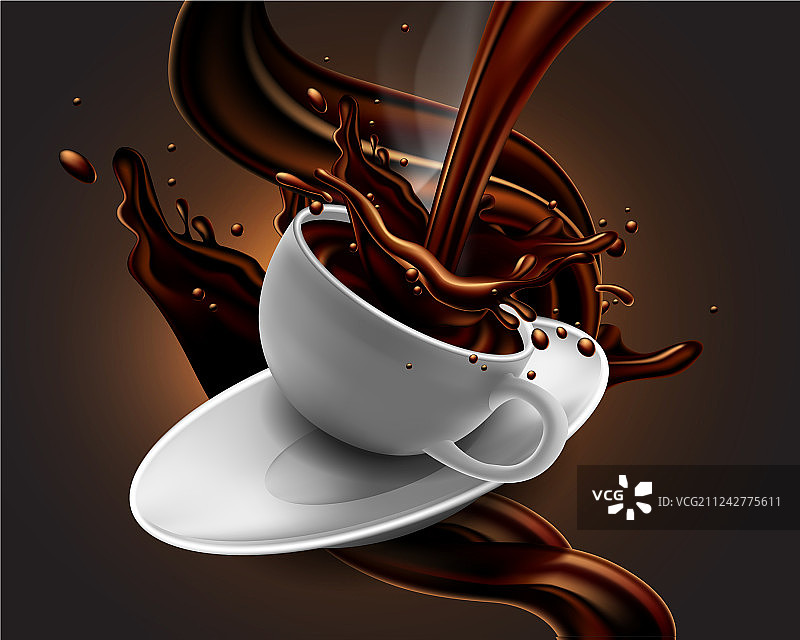 带有飞溅效果的热巧克力杯图片素材