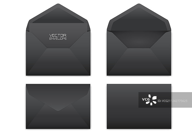 白色背景上的黑色信封图片素材