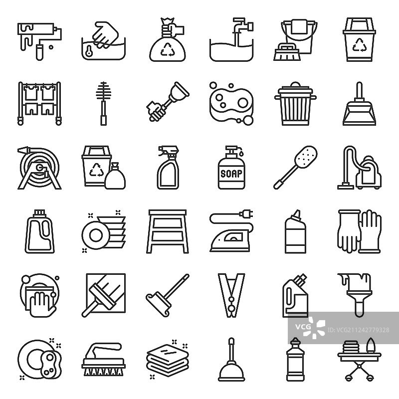 家务设备相关图标集图片素材