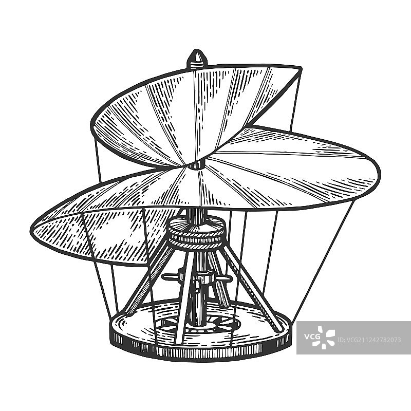 中世纪直升机模型素描雕刻图片素材