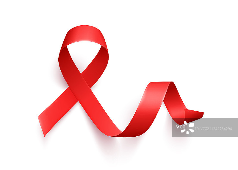 逼真的红色丝带世界艾滋病日标志1图片素材