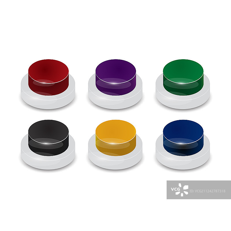 6个彩色按钮图片素材
