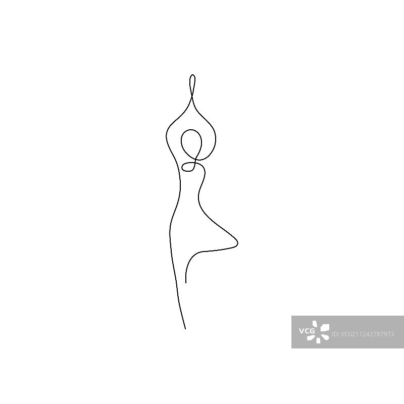 单线男人练习瑜伽健康生活方式图片素材