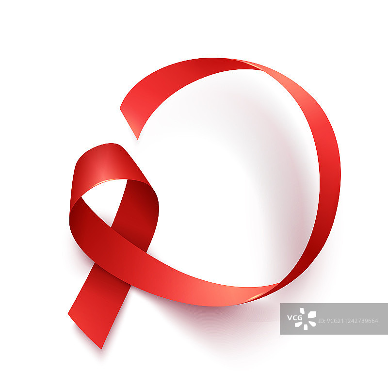 逼真的红色丝带世界艾滋病日标志1图片素材