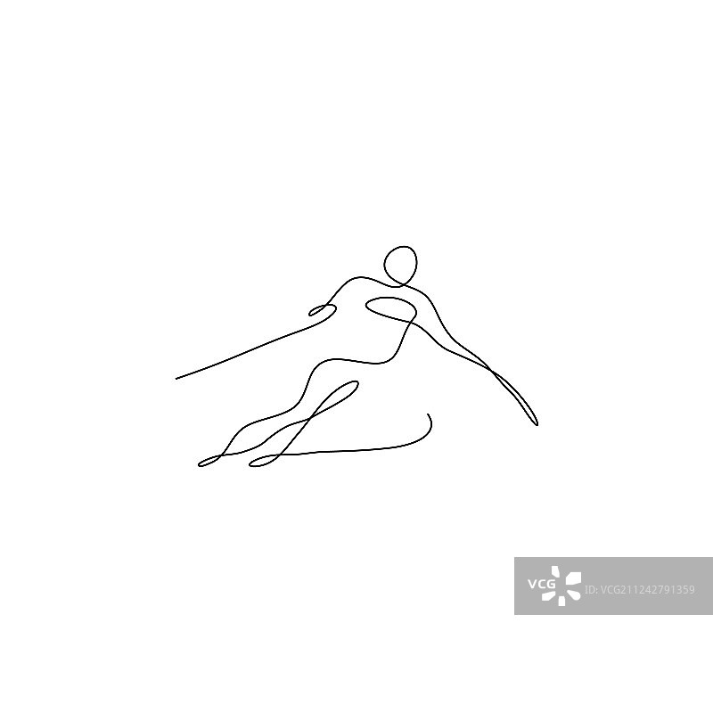 滑雪者冬季运动单线条符号设计图片素材