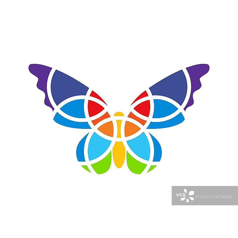 白色背景上孤立的蝴蝶马赛克图片素材