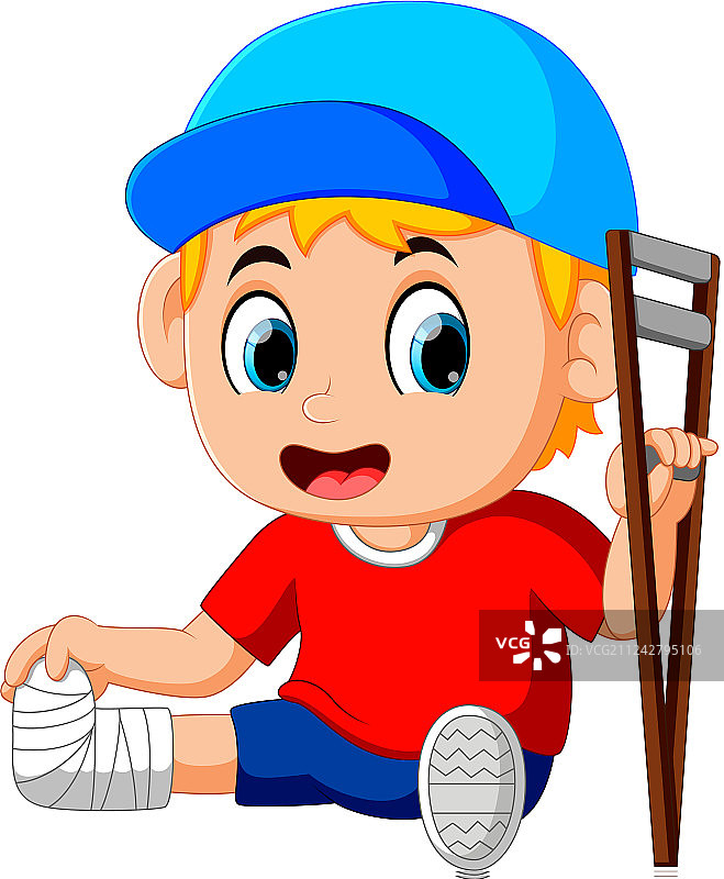 腿部骨折的男孩图片素材