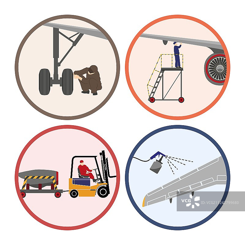 一组图片：机械师修理飞机图片素材