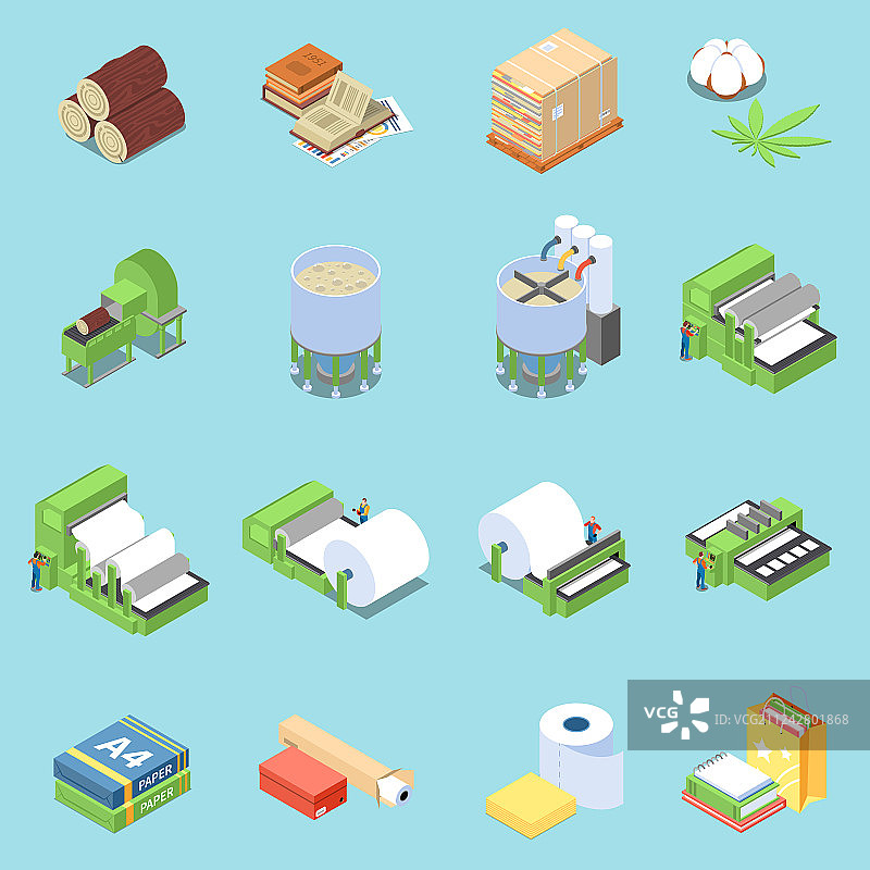 造纸生产图标集图片素材