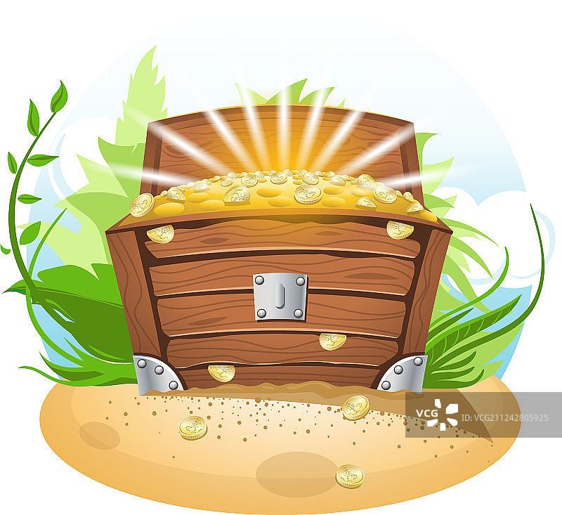 打开的卡通宝箱图片素材