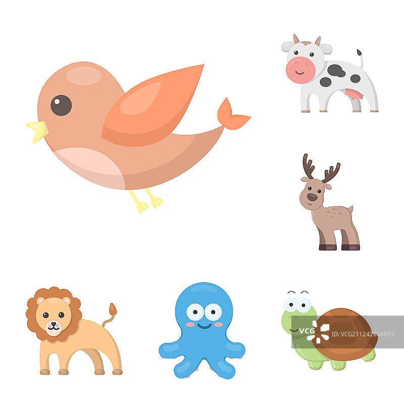 不切实际的卡通动物图标集图片素材