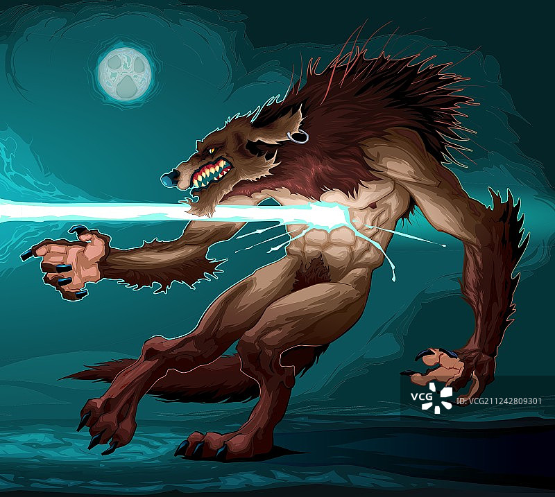 狼人在闪电中战斗图片素材