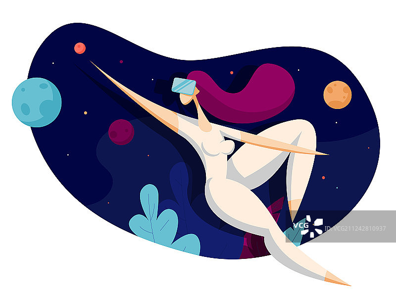 戴虚拟现实眼镜的女孩图片素材