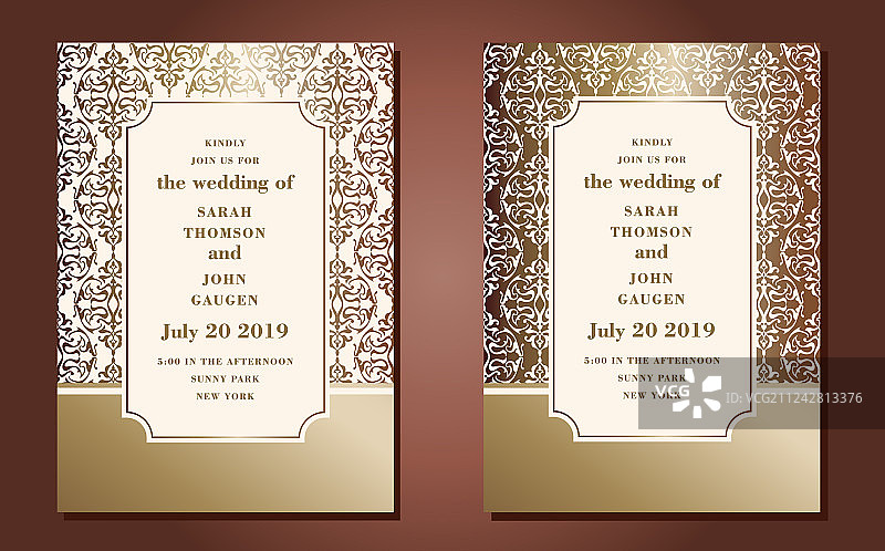 东方风格复古华丽卡片线条艺术图片素材