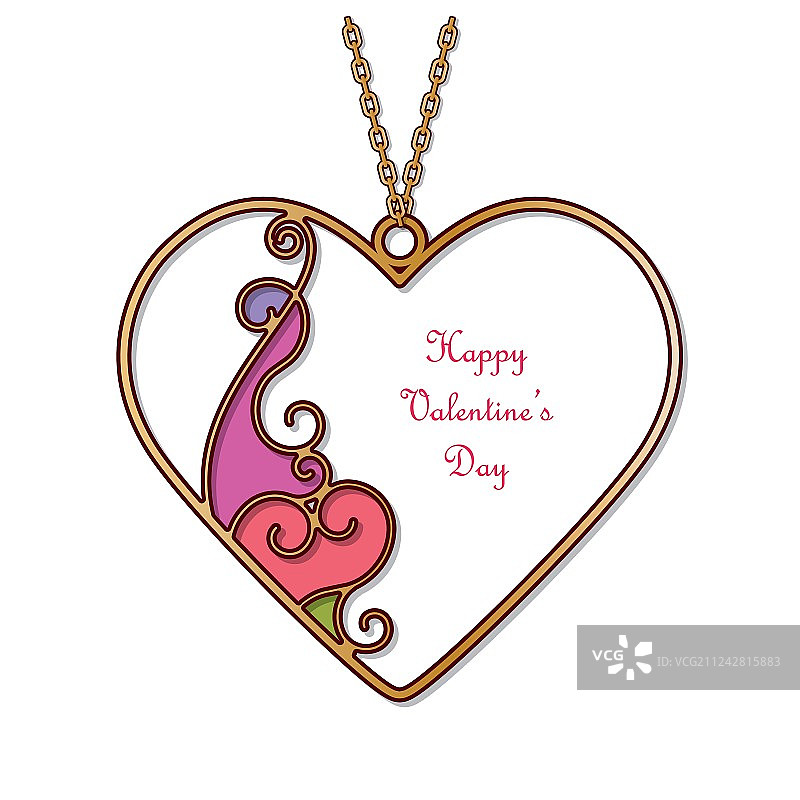 心形金色吊坠图片素材