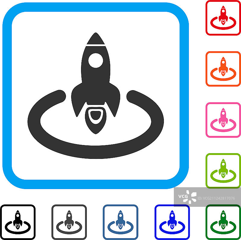 太空火箭发射区域框架图标图片素材