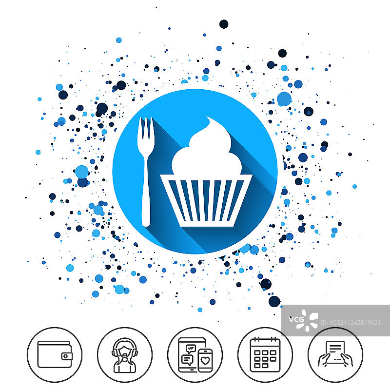 餐饮标志甜点叉子和松饼图标图片素材