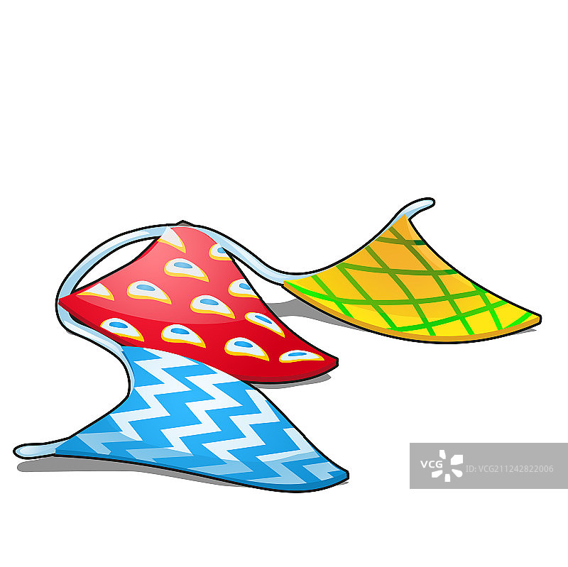 带有绳索的几个杂色三角形悬挂纸旗图片素材