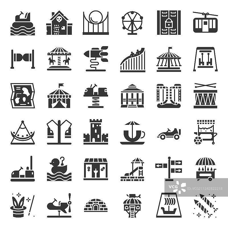 游乐园标志和投币游乐设施图片素材