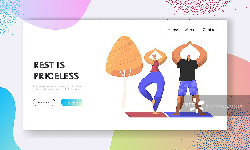 健康生活方式：一起做瑜伽的男女图片素材